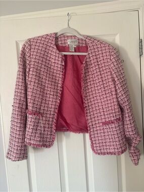 Pink Tweed Jacket - Women’s Classic Bouclé Blazer